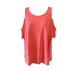 Banana Republic Cold Shoulder Top Women's Medium Coral Casual Blouse